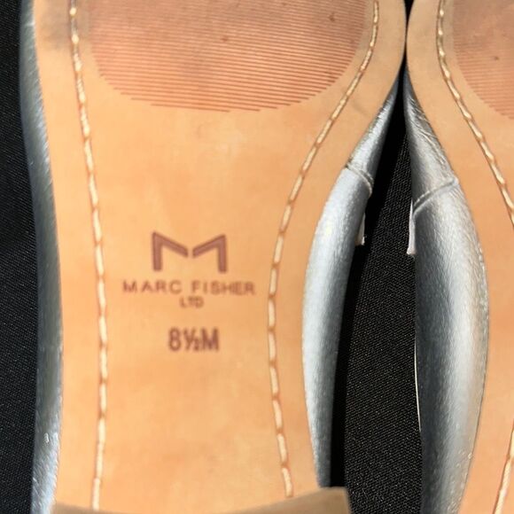 Marc Fisher Metallic Silver Penny Loafers Size 8.5 - Picture 11 of 12
